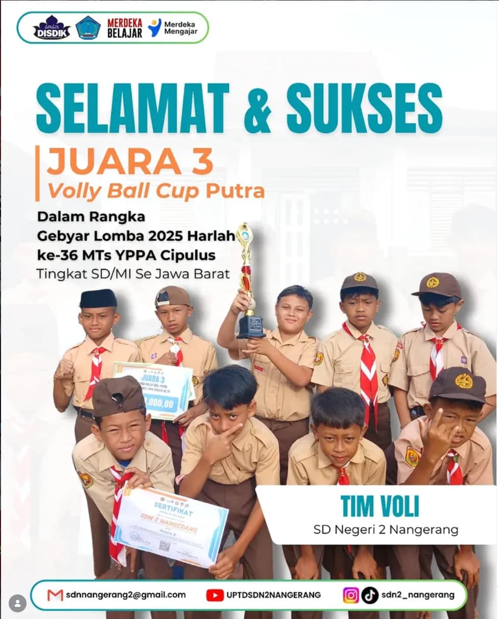 SDN 2 Nangerang Raih Prestasi Gemilang di Lomba Volley Harlah ke-36 MTS YPPA Cipulus: Juara 3 Tingkat SD/MI Se-Jawa Barat