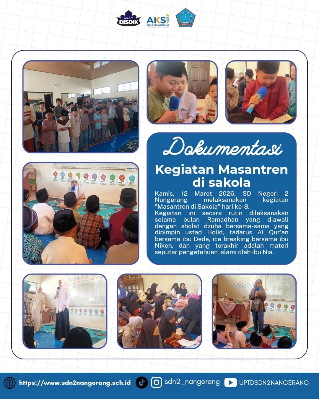 SDN 2 Nangerang Sukses Gelar Rutinitas Masantren di Sakola Hari Ke-8, Siswa Antusias Pelajari Nilai Keislaman